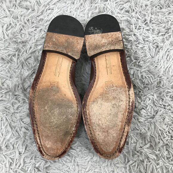 Johnston Murphy Men's Stratton Tassel Loafers Brown Leather Apron Toe Shoes 10 M - Picture 6 of 8